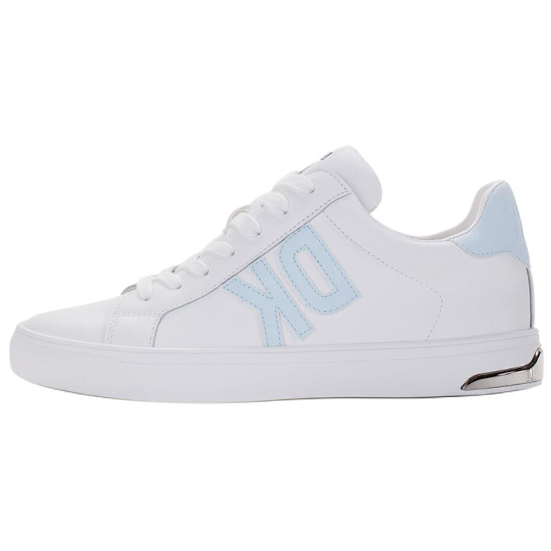 DKNY BENI кожаный с круглым носком со шнурками голубой Отпечатано отделка низкой вершины панель обувь женский белый