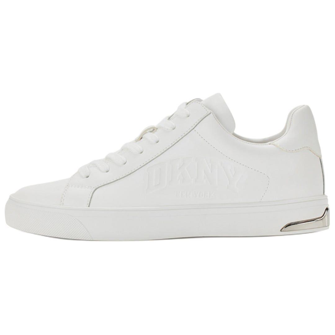 DKNY Кожаная круглая голова со шнурками эмблема стандартный Отпечатано низко панель обувь женский белый