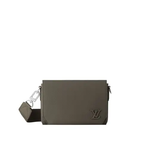 LOUIS VUITTON MessengerTAKEOFF Cow Leather Messenger Bag, Crossbody Bag, Shoulder Bag Men's Khaki Green