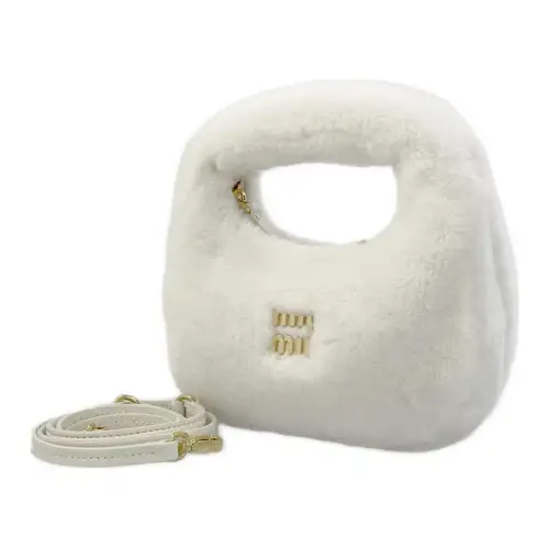 MIU MIU Wander Sheep Wool Skin Shoulder Bag, Crossbody Bag, Handbag Women's White