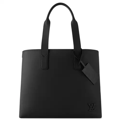 LOUIS VUITTON Cow Leather Tote Bag, Shopping Bag, Shoulder Bag, Handbag Men's Black