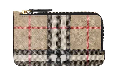 Burberry Leather Card Holder Women's Black Archive Beige