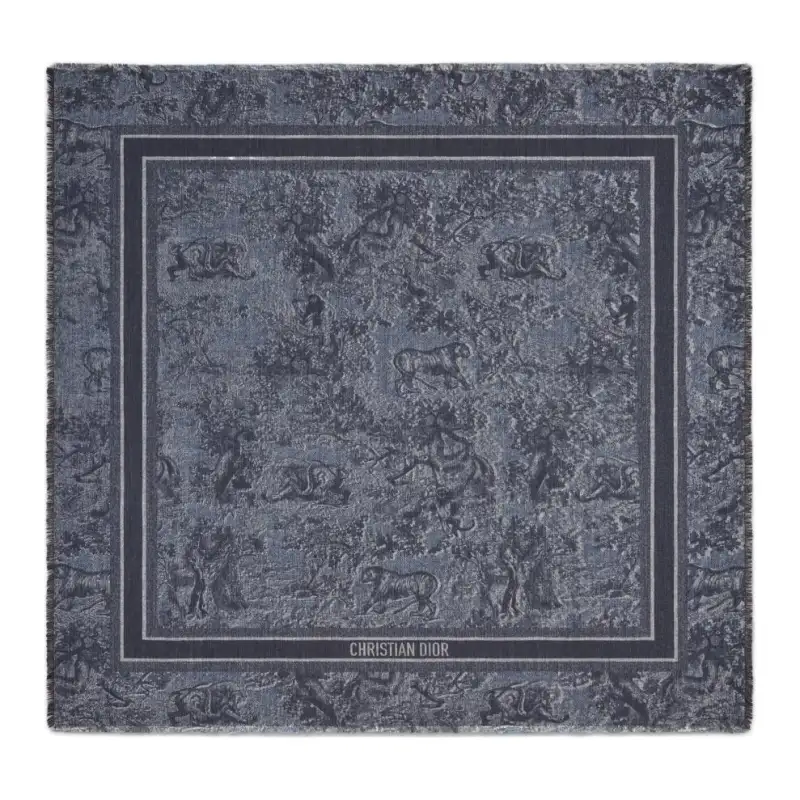 DIOR Sheep Wool Knit Scarves Unisex Gray