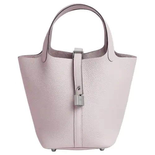 HERMES Picotin Lock Clemence Bullock Leather Basket Bag, Bucket Bag, Handbag 18 Women's 09 Mauve Pale Dream Purple