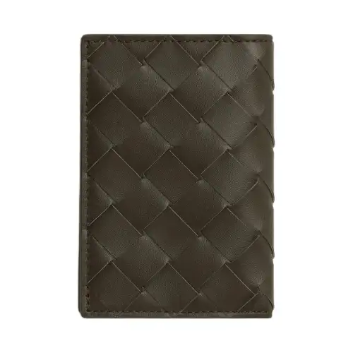 Bottega Veneta Calfskin Wallet, Card Holder Men's Dark Brown & Light Brown