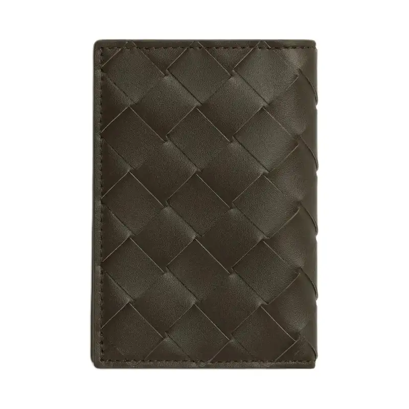 Bottega Veneta Calfskin Wallet, Card Holder Men's Dark Brown & Light Brown