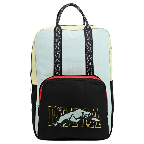 PUMA Fabric Backpack Unisex Black/Light Blue/Light Yellow