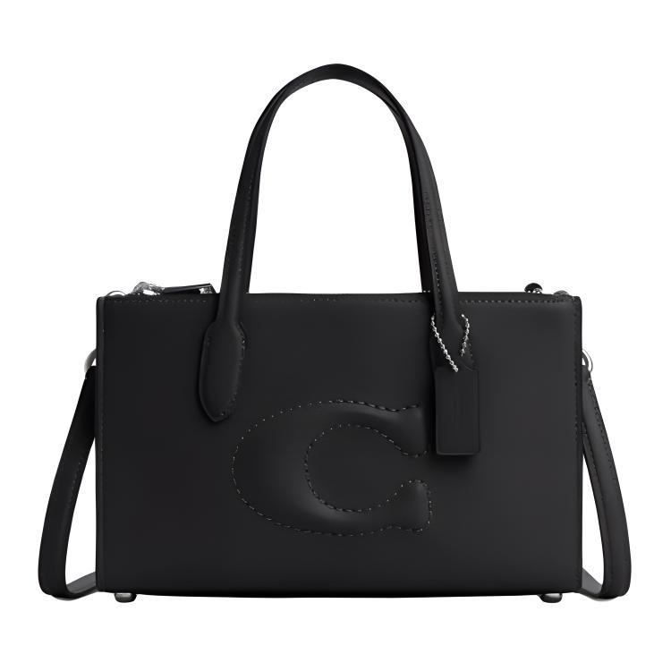 COACH Тренер Нина 25 Магнитный Пресс с застежкой Уточнить кожаный один Плечо -крест пакет Середина женский черный