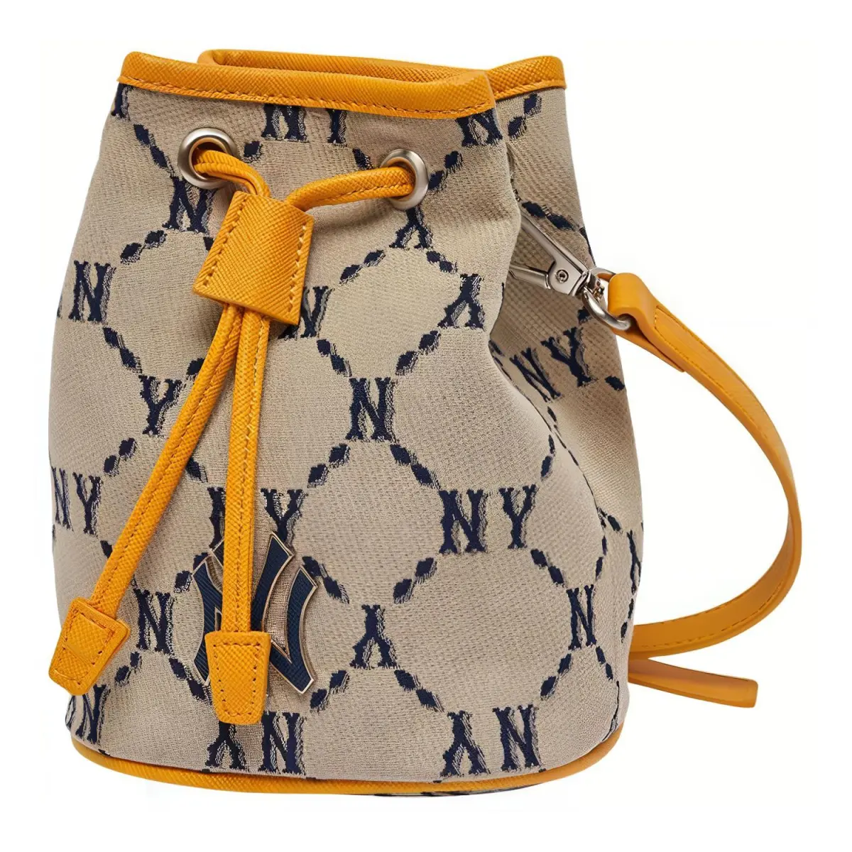 MLB Monogram Artificial Leather With Polyester Crossbody Bags Mini Unisex Yellow Brown Patchwork