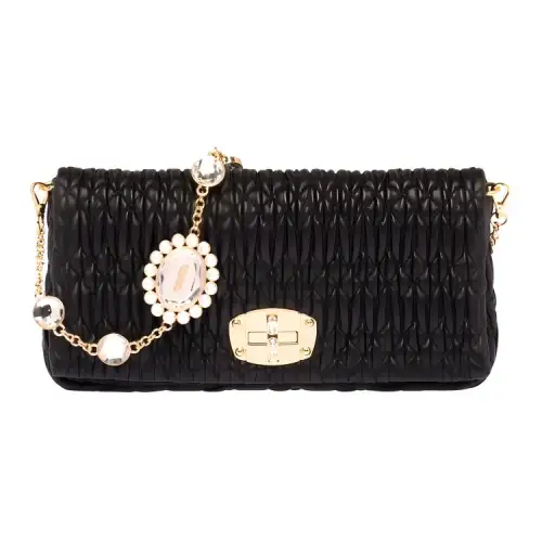 MIU MIU Soft Sheep Leather Handbag, Shoulder Bag Women's Black