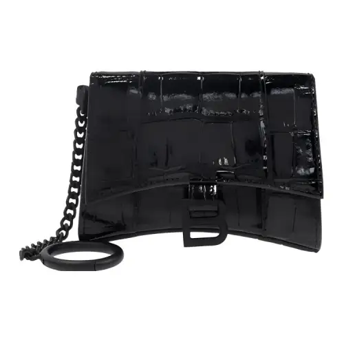 Balenciaga Hourglass Leather Hourglass Bag Card Holder Clutch Women's Black