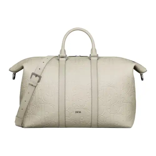 DIOR Gravity Print Effect Grain Cow Leather One Shoulder Crossbody Handheld Travel Bag Men's Beige