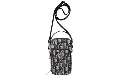 DIOR Jacquard Fabric With Grain Cow Leather Detail Handheld Crossbody Bag, Shoulder Bag Extra Mini Unisex