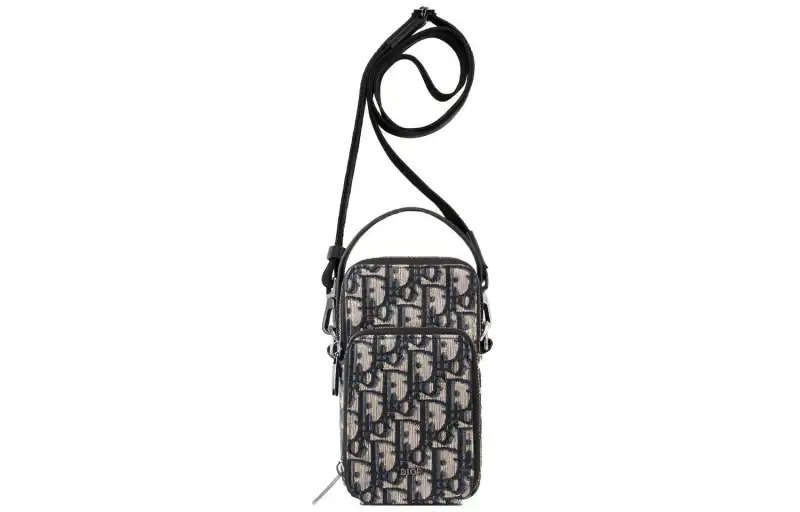DIOR Jacquard Fabric With Grain Cow Leather Detail Handheld Crossbody Bag, Shoulder Bag Extra Mini Unisex