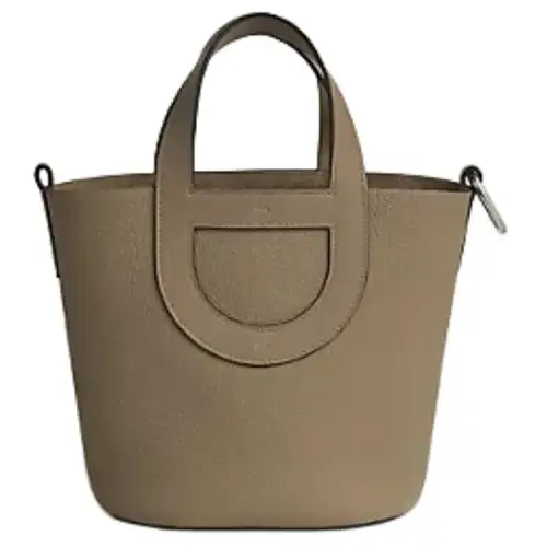 HERMES In The Loop Taurillon Clemence Bullhide With Swift Leather Bucket Bag Handbag Women's Marfa Beige