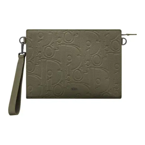 DIOR Leather Clutch Men's Khaki