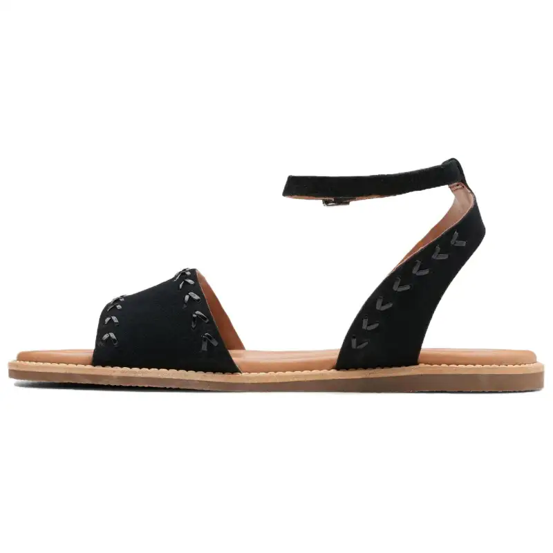 Clarks Suede One Strap Sandals 2cm Women's Black