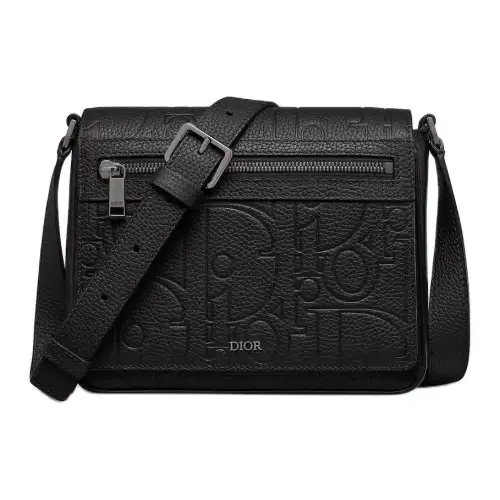 DIOR Grained Calfskin Messenger Bag, Shoulder Bag, Crossbody Bag Men's Black