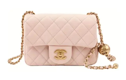 CHANEL Classic Flap CF Sheepskin Shoulder Bag, Crossbody Bag Women's Cherry Blossom Pink