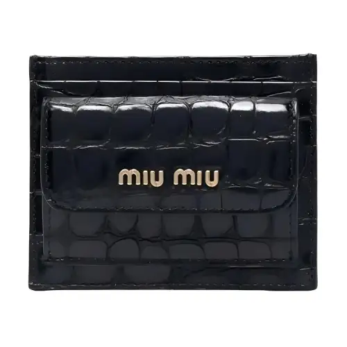 MIU MIU Crocodile Pattern Leather Wallet Women's Black
