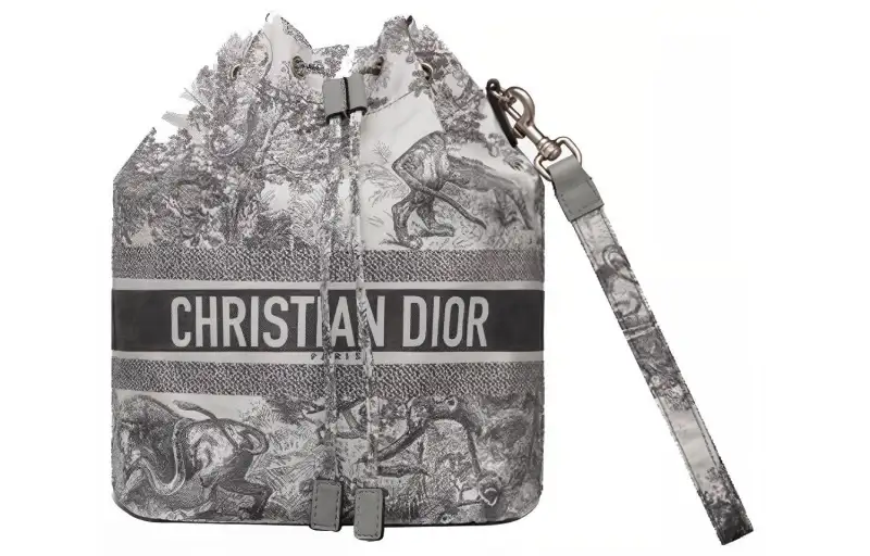 DIOR DiorTravel Technical Fabric Bucket Bag Makeup Bag Toiletry Bag Storage Bag Clutch Women's Gray