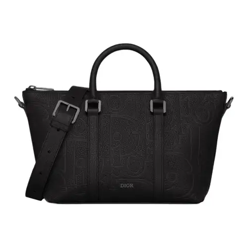 DIOR Gravity Print Effect Grain Cow Leather Handbag, Shoulder Bag, Crossbody Bag Men's Black