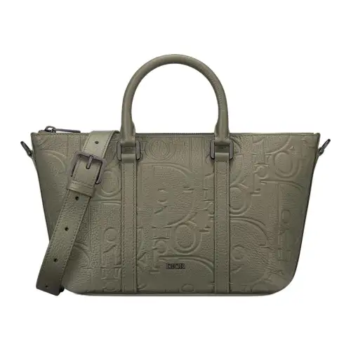 DIOR Gravity Print Effect Grain Cow Leather Handbag, Shoulder Bag, Crossbody Bag Men's Khaki