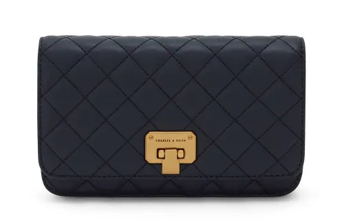 CHARLES&KEITH Pu Small Square Bag Shoulder Bag Small Women's Navy Blue/Peacock Green/Pink/Milk White/Mint Green