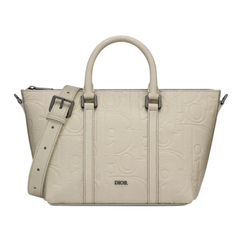 DIOR Grained Calfskin Handbag, Shoulder Bag, Crossbody Bag Men's Beige