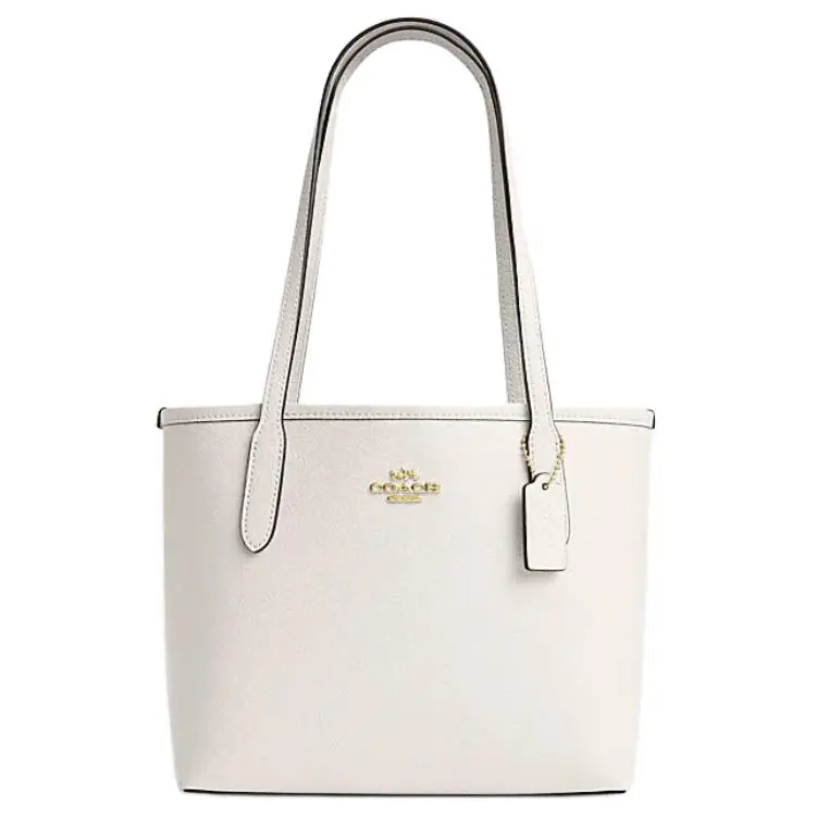 COACH City Cow Split Leather Tote Bag, Shopping Bag, Handbag, Shoulder Bag Women's Chalk White
