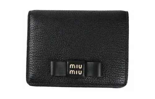 MIU MIU Leather Wallet Women's Black