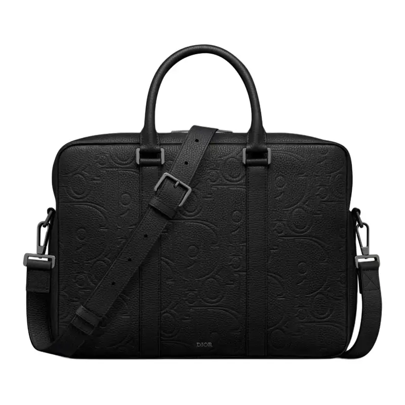 DIOR Grained Calfskin Briefcase Men's Black