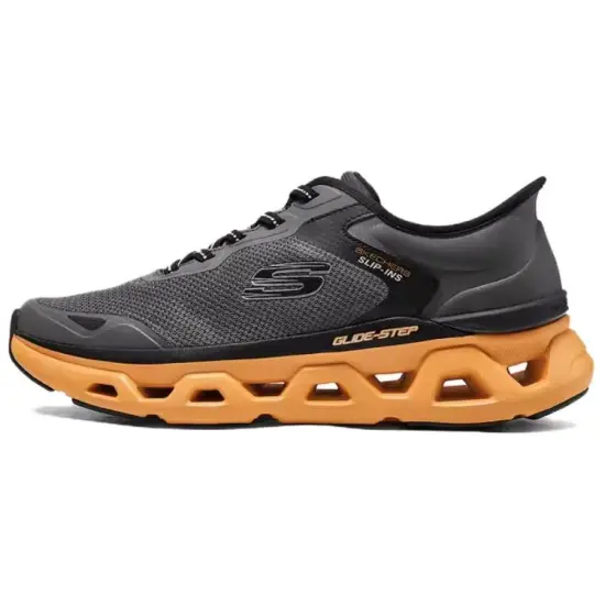 Skechers Sport Running Shoes Men Low-Top Charcoal Gray/Orange