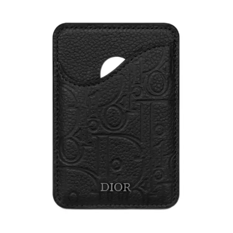 DIOR Gravity Print Effect Leather Card Holder Men's Black