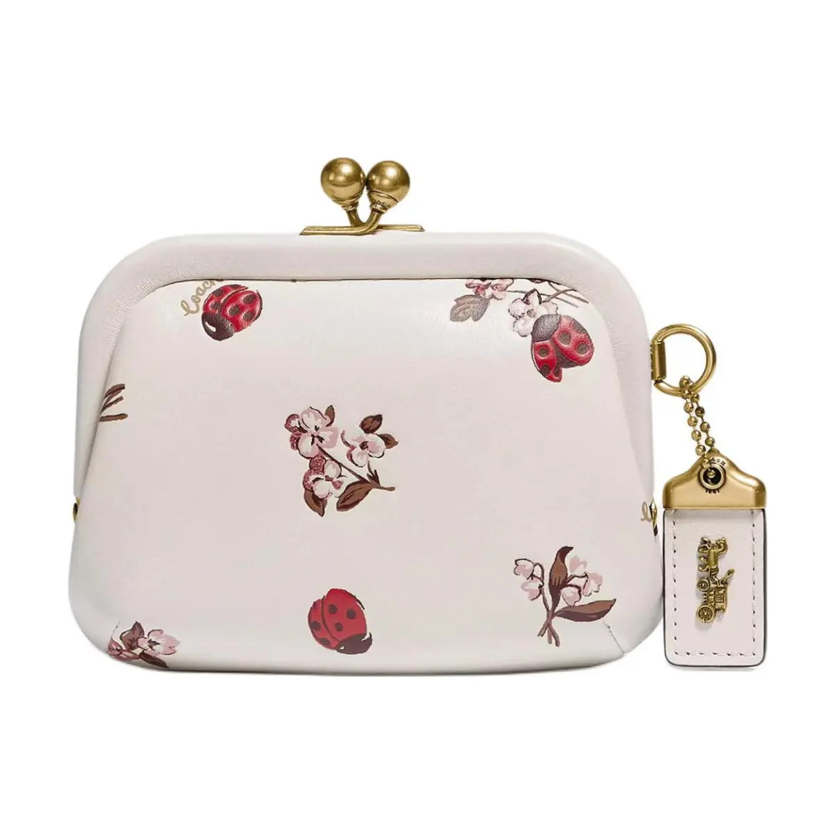COACH Kisslock Refined Calfskin Coin Purse Regular Women's White