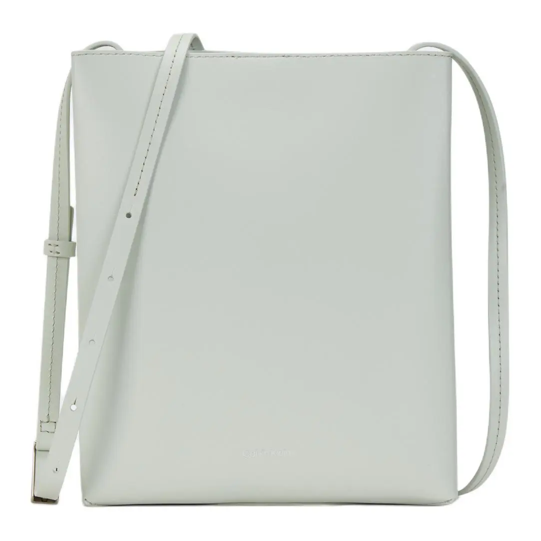 CALVIN KLEIN Leather Shoulder Bag, Crossbody Bag Women's Light Green