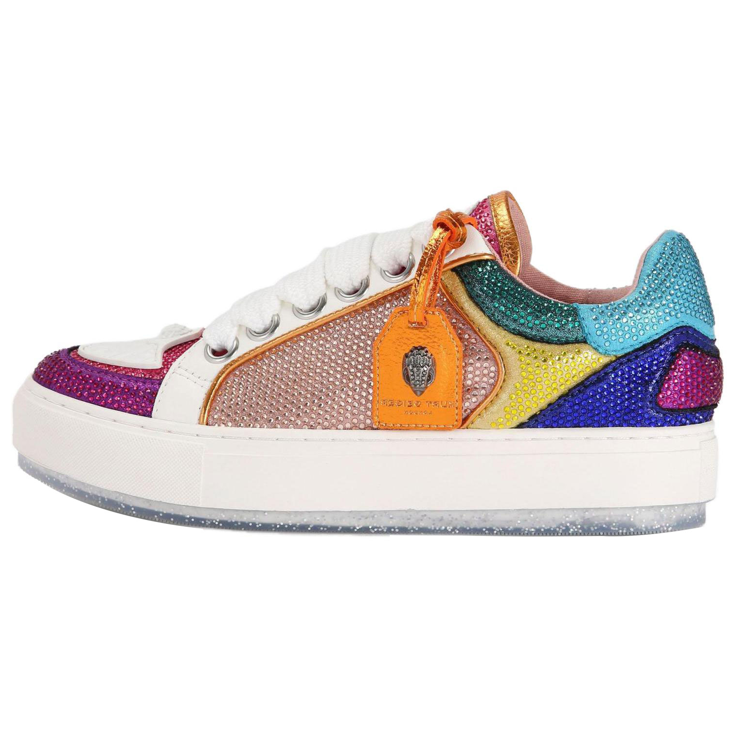 Kurt Geiger London Southbank Tag кожаная голова со шнурками Многоцветная хрустальная отделка низкая панель обувь женский разноцветный