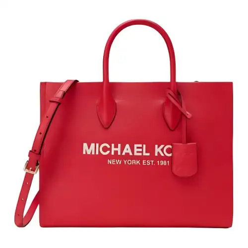 MICHAEL KORS Mirella Cow Leather Tote Bag, Shopping Bag, Handbag, Shoulder Bag, Crossbody Bag Medium Women's Red