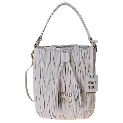 MIU MIU Matelassé Leather Bucket Bag, Handbag, Shoulder Bag, Crossbody Bag Women's Ecru