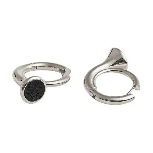 HERMES Metal Earrings Women's Silver