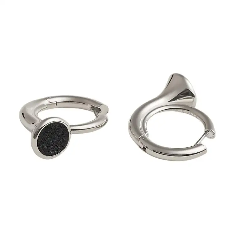HERMES Metal Earrings Women's Silver