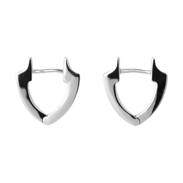 Burberry slim Shield logo-engraved hoop earrings