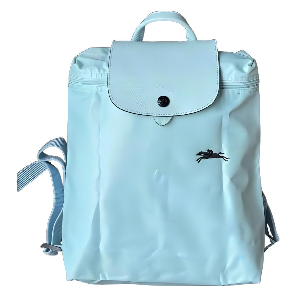 LONGCHAMP Le Pliage Club26 solid color foldable polyamide canvas and leather school bag backpack backpack mini women's cloud blue
