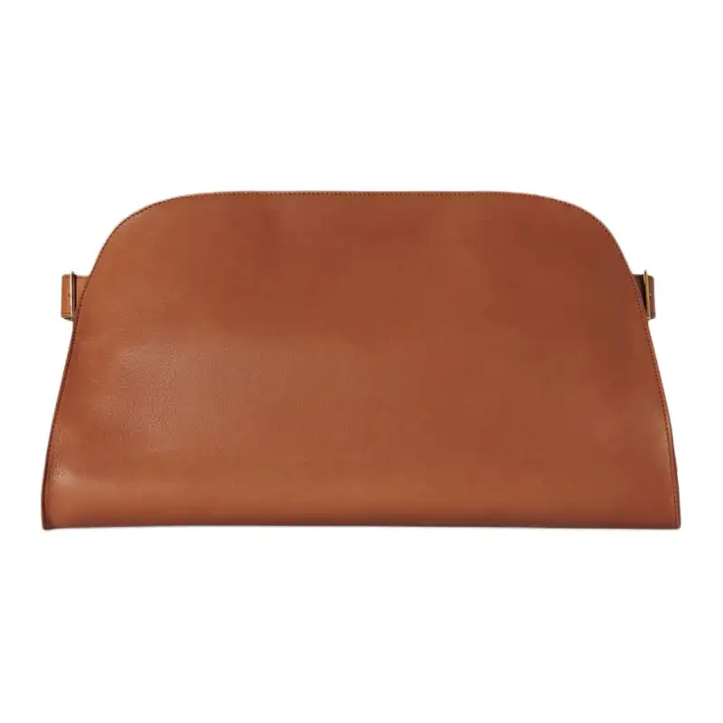 THE ROW Saddle Leather Clutch Women's Wine Yellow