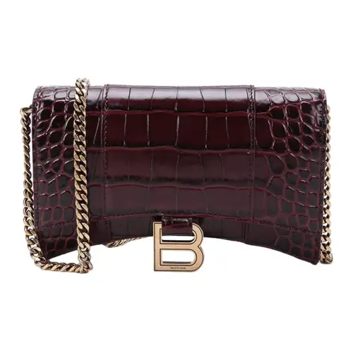 Balenciaga Hourglass Cow Leather Hourglass Bag, Crossbody Bag, Shoulder Bag Women's Dark Red