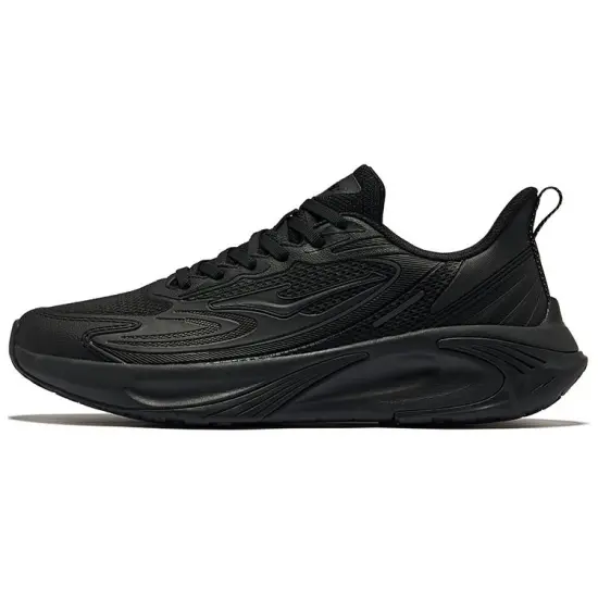Erke Cushioned Wear Resistant Breathable Low Top Running Shoes Men's Jet Black