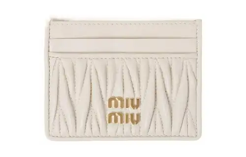 MIU MIU Matelassé Leather Card Holder Women's White