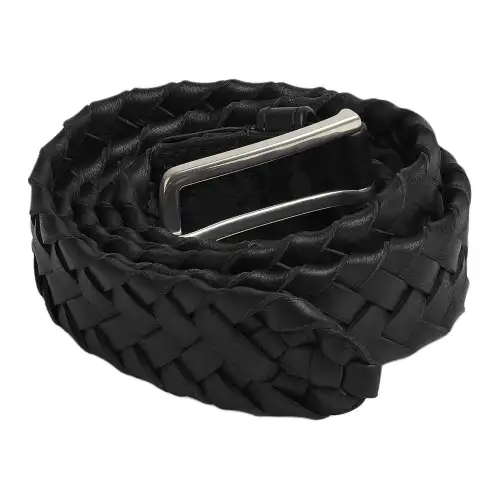 Bottega Veneta Lambskin Leather Belts Men's Black 