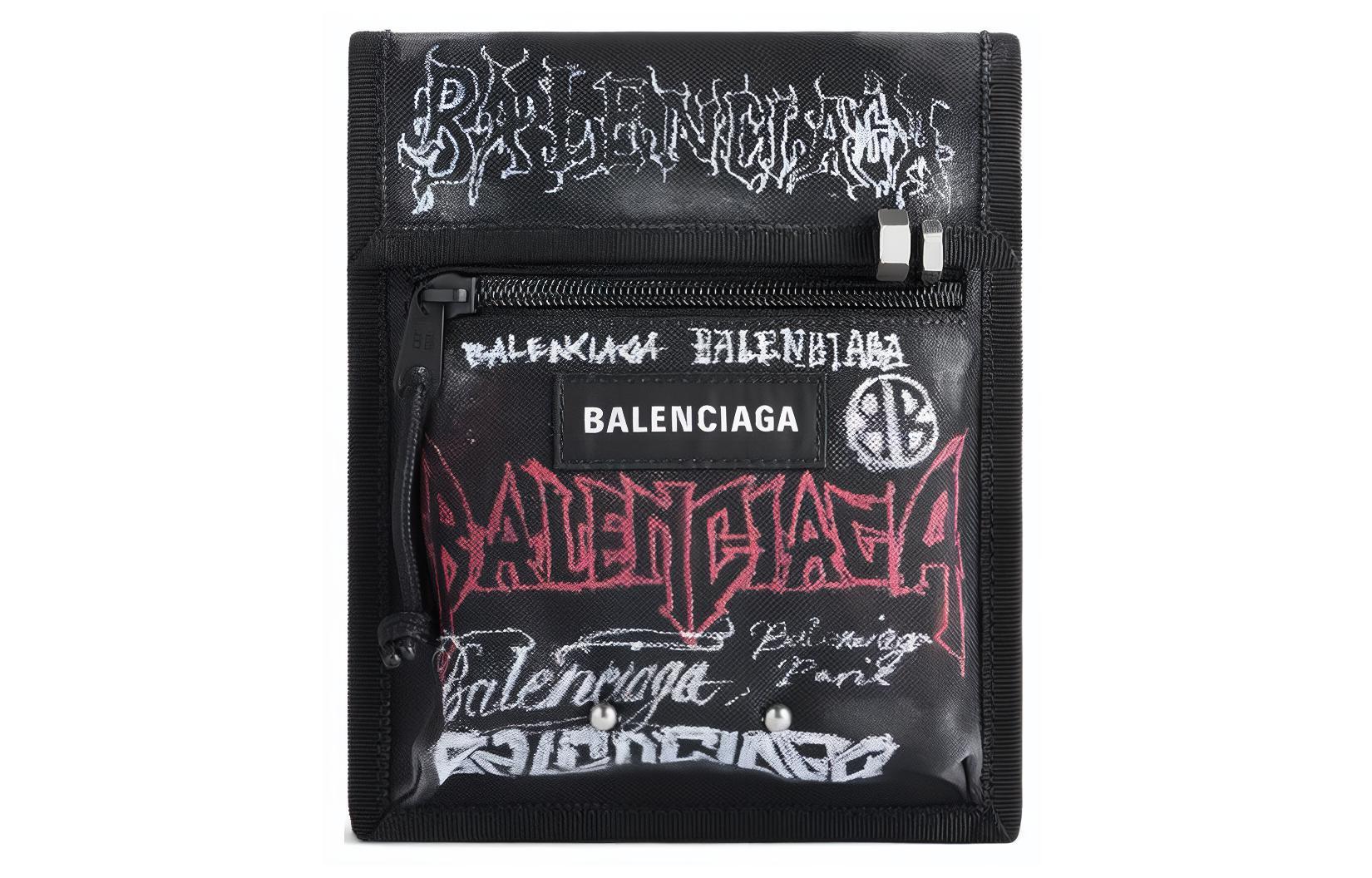 Balenciaga Adjustable removable straps, small clutch bag, small black one-shoulder bag, men's style