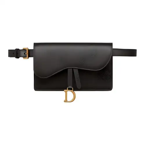 DIOR Saddle Matte Cow Leather Saddle Bag Fanny Pack Regular Women's Black
